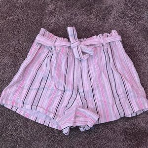 Pink,black, and white tie up shorts!